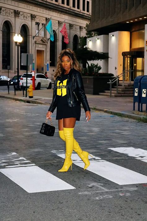 Yellow Thigh High Boots Outfit, Thigh High Yellow Boots, Colored Knee High Boots Outfit, Yellow Knee High Boots, Yellow Thigh High Boots, Yellow Knee High Boots Outfit, Yellow Boots Outfit Winter, Plus Thigh High Boots Outfit, Platform Thigh High Boots Outfit