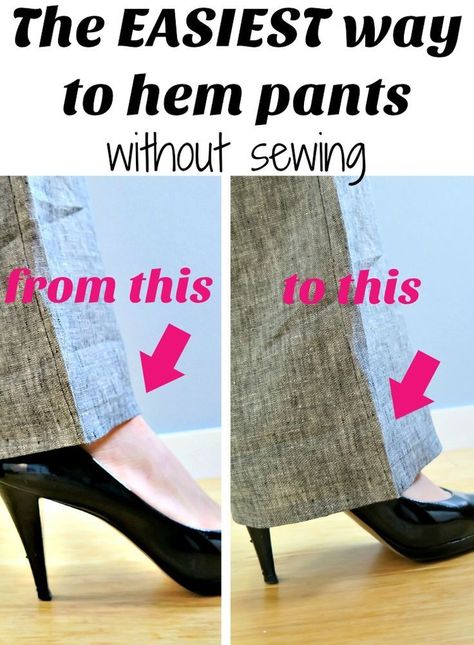 no sew option to hem your pants! Hem Pants Without Sewing, Hem Dress Pants, Sewing Hems, Diy Pants, Sewing Pants, Hem Pants, Beginner Sewing Projects Easy, How To Hem Pants, Sewing Projects For Beginners