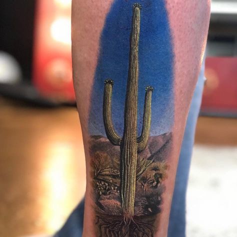 Tattoo uploaded by Tattoodo • Desert tattoo by Megan Massacre #MeganMassacre #besttattoos #color #realism #realistic #landscape #desert #cactus #plants #nature #roots #desertlife #wild #mountains #sky #tattoooftheday • 470350 • Tattoodo Desert Tattoo, Landscape Desert, Cactus Tattoo, Sweet Tattoos, Desert Life, Different Tattoos, Plants Nature, Desert Cactus, Color Tattoo