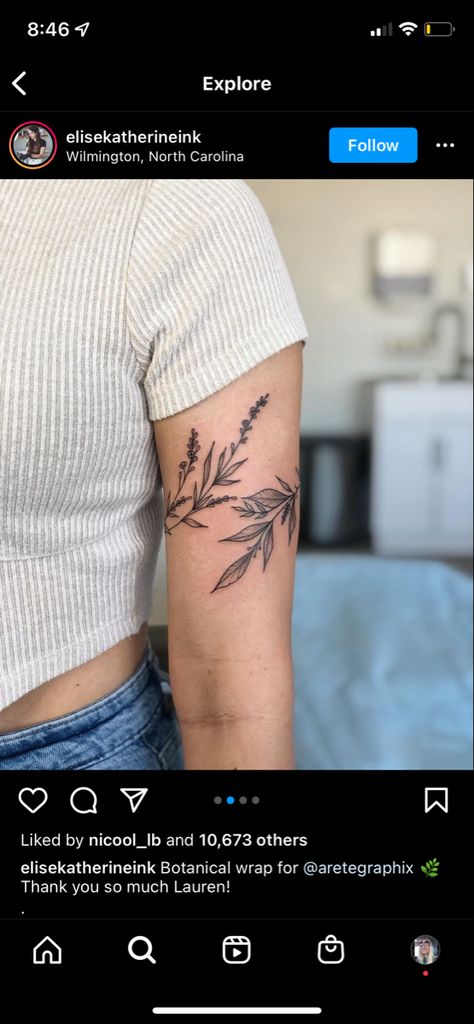 Arm Cuff Tattoo, Inside Bicep Tattoo, Bicep Tattoo Women, Inner Elbow Tattoos, Arm Wrap Tattoo, Wrap Around Wrist Tattoos, Tricep Tattoos, Earthy Tattoos, Around Arm Tattoo