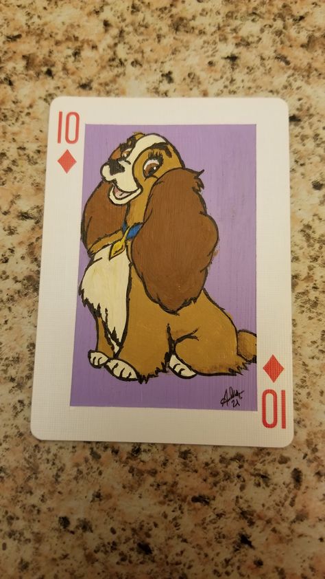 Painting Cards Deck, Painting Playing Cards Ideas, Disney Card, Card Painting, Disney Character Drawings, Paint Games, Playing Cards Art, Disney Cards, Deck Paint