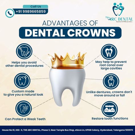 Revitalize your smile and regain confidence with our precision crafted dental crowns say hello to a brighter, flawless grin today. Don't let dental issues hold you back from smiling with confidence. Schedule your consultation today For more contact 099896 65859 #dentalcrowns #dentalimplants #dentalaligners #dentalclinicinkphb #thearcdental #bestdentalinkphb #RctTreatment Dental Creative Ads, Dental Clinic Ads, Regain Confidence, Dental Office Decor, Dental Marketing, Dental Crowns, Dental Procedures, Root Canal, Dentures