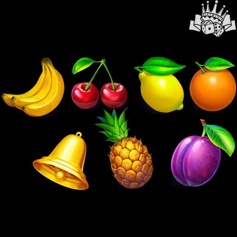 ArtStation - Fruit symbols for the online slot game 🍌🍒🍋🍊🍍🍉, Slotopaint GameDesign Lemon Game, Game Symbols, Banana Games, Plum Art, Game Fruit, Free Casino Slot Games, Fruit Icons, Candy Games, Apples To Apples Game