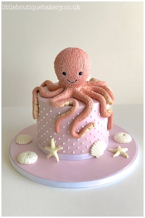 Jellycat octopus cake, baby shower cake, childrens birthday cake, octopus cake, cake topper | www.littleboutiquebakery.co.uk Jellycat Octopus, Write Name On Birthday Cake, Name On Cake, Write Name On Cake, Octopus Cake, Happy Birthday Cake With Name, Birthday Cake Write Name, Birthday Cake With Name, Birthday Cake Writing