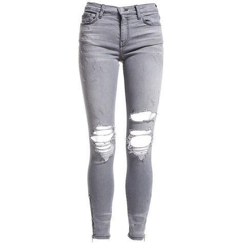 Amiri Thrasher Jeans (2.410 BRL) ❤ liked on Polyvore featuring jeans, pants, bottoms, grey, grey ripped skinny jeans, ripped jeans, gray skinny jeans, grey skinny jeans and ripped zipper jeans Grey Distressed Jeans, Grey Ripped Jeans, Girls Ripped Jeans, Amiri Jeans, Ripped Pants, Jeans Destroyed, Denim Jeans Ripped, Gray Jeans, Zipper Jeans