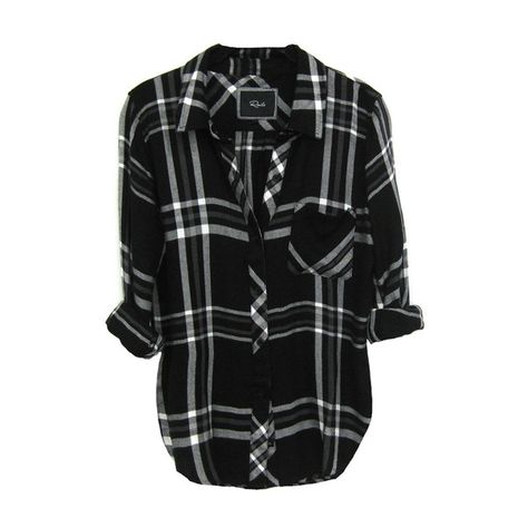 Rails Hunter Shirt in Black/White/Gray found on Polyvore featuring tops, shirts, flannels, black, grey shirt, longsleeve shirt, grey top, white and black tops and black white top Gray Plaid Shirt, Lady Clothes, Flannel Blouse, Black Plaid Shirt, Tartan Shirt, Black And White Flannel, Sweet Clothes, White Flannel, Hiking Backpacking