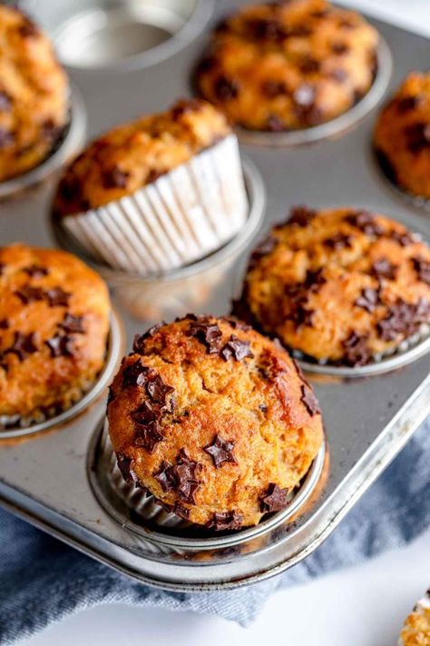 Carrot Walnut Muffins with Chocolate Chips are quick and simple to make. In this recipe, we used a store-bought vanilla muffin mix. It takes about 30 minutes to make this recipe. Kids and adults love these and they are great for breakfast, brunch, or dessert or birthdays, Easter, or Mother's Day. #carrots #muffinmix #carrotmuffins #walnutmuffins #easterdessert #jernejkitchen Chocolate Chip Muffin Mix, Muffins With Chocolate Chips, Muffins With Chocolate, Vanilla Muffins, Walnut Muffins, Carrot Muffins, Filled Muffins, Muffin Mix, Muffin Tray