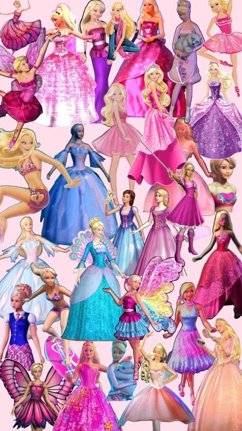 Barbie princess movies, Barbie movies, Barbie Barbie Animated Movies, Barbie Movies Outfits, Barbie Old Movies, Old Barbie Movies, Movie Collage, Barbie Fashion Sketches, Barbie Drawing, Princess Movies, Barbie Costume