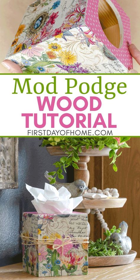 Decopage Ideas For Boxes, Mod Podge Napkins On Wood, Mod Podge Wood, Modge Podge On Wood, Napkin Crafts, Mod Podge On Wood, Decoupage On Wood, Napkin Art, Mod Podge Projects