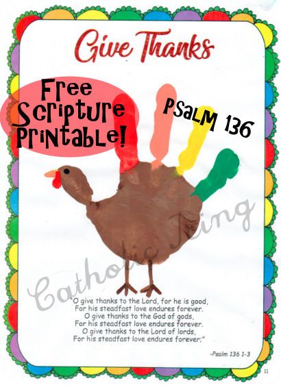 Free Printable Scripture Thanksgiving Handprint Craft | Catholic Icing | Bloglovin’ Thanksgiving Bible Crafts, Sunday School Thanksgiving Crafts, Thanksgiving Bible Lesson, Thanksgiving Crafts For Church, Christian Thanksgiving Crafts, Free Printable Scripture, Thanksgiving Handprint, Handprint Turkey, Catholic Icing