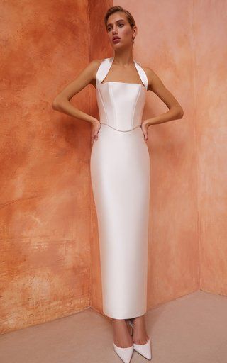 Rasario Bridal, Guess Outfit, Grace Wedding Dress, Filipiniana Dress, Satin Corset Top, Outfit References, Court Wedding, Satin Maxi Skirt, Wedding Skirt