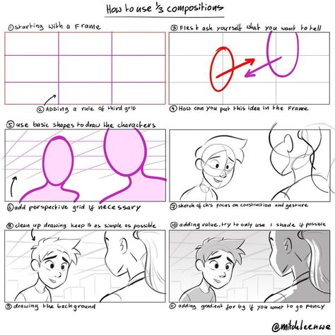 Mitch Leeuwe on Instagram: “Composition tips! Posted a video about it yesterday but I think some images are also usefull to learn from. Swipe to see them. I learned…” Rule Of Third, Mitch Leeuwe, Composition Tips, Art Core, Rule Of Three, Staging, A Video, Color Inspiration, Adult Coloring