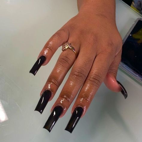 HISMAMI Tapered Square Nails, Black Acrylic Nails, Her Nails, Long Acrylic Nails Coffin, Long Square Acrylic Nails, Black Nail, Short Acrylic Nails Designs, Square Acrylic Nails, Fire Nails