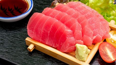 Fresh tuna has a meaty texture that some might compare to beef, but that’s where the similarities end. Fresh tuna is delicious baked, broiled, sauteed, blackened, grilled with a marinade, but it is the best to have raw in the form of sushi. Any way you eat it, you are still retaining all the health benefits of fresh fish. Bluefin tuna When you order sushi, you'll be rewarded with excellent quality bluefin tuna. Top sushi restaurants will feature a slab of bluefin tuna behind a glass. It's Raw Sushi, Sushi Grade Tuna, Tuna Sashimi, Sushi At Home, Injection Machine, Bluefin Tuna, Fresh Tuna, Yellowfin Tuna, Ahi Tuna