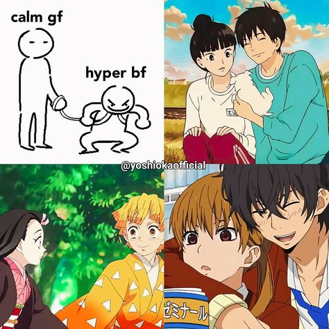 Calm Bf And Hyper Gf, Calm Gf And Hyper Bf, Calm Bf And Hyper Bf, Hyper Gf And Chill Bf, Calm Boyfriend Hyper Girlfriend, Kny Oc, Anime People, Manga Love, Couple Goals