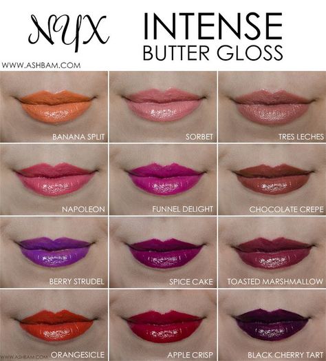 Nyx Intense Butter Gloss, Mac Lipstick Swatches, Perfect Lip Color, Chocolate Crepes, Nyx Butter, Nyx Butter Gloss, Lipstick For Fair Skin, Butter Gloss, Face Care Tips