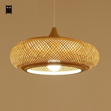 Soleilchat Bamboo Wicker Rattan Round Braided Pendant Light Fixture Nordic Japanese Style Hanging Ceiling Lamp Restaurant Dining Table Room Kitchen Led Lighting, Cheap Pendant Lights, Hanging Ceiling Lamps, Modern Outdoor Lighting, Bamboo Pendant Light, Wooden Light, Rattan Pendant Light, Bamboo Design, Handmade Lamps