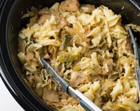 Slow Cooker Haluski (Cabbage and Noodles) Crockpot Cabbage And Noodles, Crockpot Haluski, Haluski Recipe Crockpot, Hulushski Recipe, Cabbage And Noodles Recipe, Noodles Crockpot, Haluski Recipe, Cabbage And Noodles, Crock Pot Cabbage