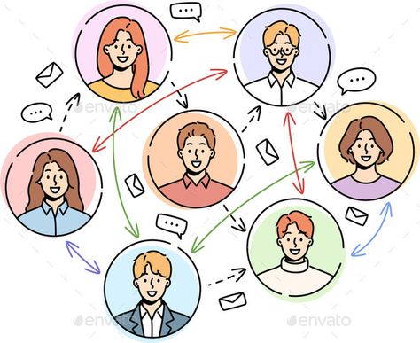 Smiling People Communication on Social Network Communication Pictures Image, Interpersonal Communication Pictures, Social Project Ideas, Process Of Communication Drawing, Communication Aesthetic, People Communicating, Intrapersonal Communication, Social Illustration, Social Person