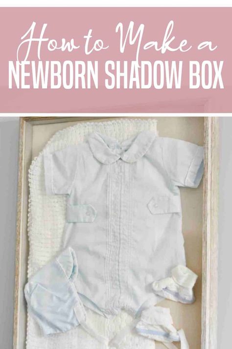 Display that special newborn going home outfit in a shadow box! This easy tutorial shows a step-by-step DIY process of how to frame baby clothes and make a special keepsake. Making Shadow Boxes, Framed Baby Clothes, Shadow Box Ideas Baby, Newborn Going Home Outfit, Newborn Shadow Box, Baby Going Home Outfit, Baby Blessing Dress, Baby First Outfit, Baby Shadow Box