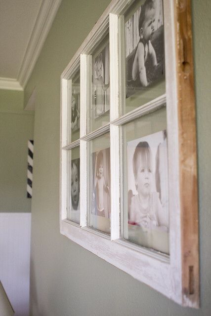 Painting Glass Windows, Window Picture Frame Diy, Antique Windows Repurposed, Window Photo Frame, Window Picture Frame, Old Window Panes, Window Frame Picture, Old Window Projects, Multi Picture Frames