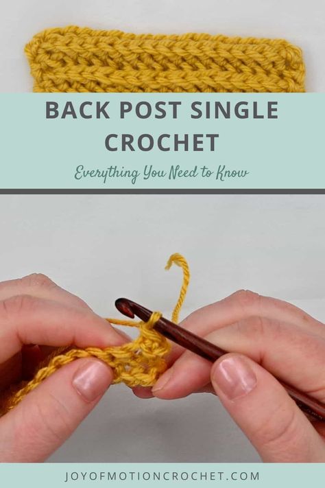 Are you ready to learn how to Back Post Single Crochet? This crochet tutorial will provide you with all of the information that you need to know in order to master this stitch, including what materials are needed, abbreviations, charts and photo and video tutorial. With its unique texture it can add whole new dimensions and designs to your crochet project! Let’s dive right in and start learning about this exciting stitch! Back Post Single Crochet, Front Post Single Crochet, Crochet Stitches Chart, Back Post Double Crochet, Half Double Crochet Stitch, Crochet Chain, Crochet Cable, Crochet Abbreviations, Treble Crochet Stitch