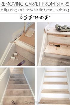 Removing Carpet from Stairs | Cuckoo4Design Carpet Free Stairs, Pulling Carpet From Stairs, Removing Carpet From Stairs, Paint Stairs, Painting Plywood, Refinish Stairs, Stairs Makeover Design, Stairs Diy, Diy Stairs Makeover