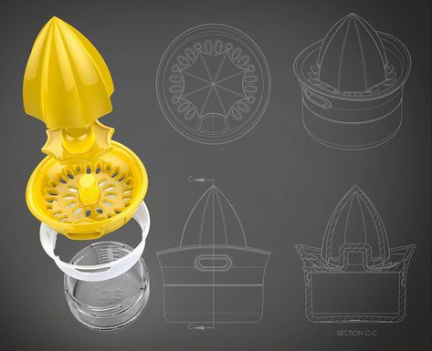 Explosion Drawing, Lemon Press, Glam Kitchen, Product Sketches, Lemon Juicer, Citrus Squeezer, Lemon Squeezer, Giraffe Art, Citrus Juicer