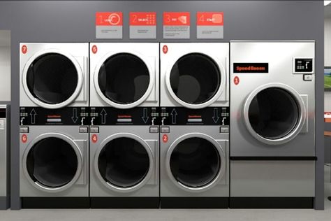 Speed Queen Washer, Self Service Laundry, Business Looks, Laundry System, Speed Queen, Laundry Business, Coin Laundry, Laundry Equipment, Commercial Laundry