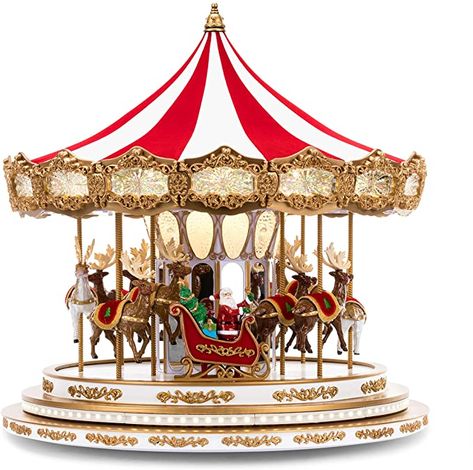 Amazon.com: Mr. Christmas Regal Carousel Christmas Décor, Red: Home & Kitchen Musical Christmas Decorations, Carousel Musical, Christmas Carousel, Dynamic Light, Painted Santa, Mr Christmas, Vintage Family, Santa And His Reindeer, Christmas Tabletop Decor