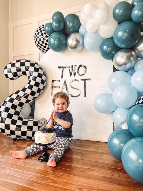 2nd birthday TWO FAST theme and decor Two Fast Birthday Balloon Garland, Two Cool Birthday Backdrop, Two Fast Balloon Arch, 2 Fast Birthday Party Balloons, 2 Fast Birthday Backdrop, 2 Year Birthday Theme Boy, 2nd Birthday Boy Themes, Piñata Cars, Balloon Garland Backdrop