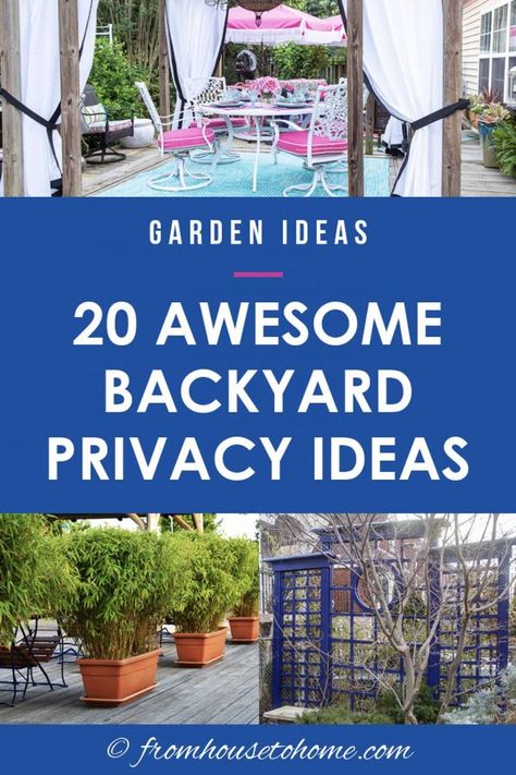 I love these backyard privacy ideas. Great ideas for pergolas, trellises, and privacy screens that will help to keep the neighbors from seeing into your yard. #fromhousetohome #gardenprivacy #gardendesign #gardenstructures #summerinspiration* Outdoor Privacy Screen Ideas, Backyard Privacy Ideas, Privacy Screen Ideas, Backyard Envy, Garden Screens, Privacy Ideas, Yard Deck, Privacy Landscaping, Backyard Garden Landscape