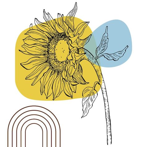 Vector contemporary art sunflower poster... | Premium Vector #Freepik #vector #mid-century #contemporary #contemporary-art #poster-elements Sunflower Poster, Sunflower Illustration, Art Sunflower, Drawing Flowers, Geometric Elements, Abstract Hand, Nordic Art, Minimalist Flowers, Sunflower Art