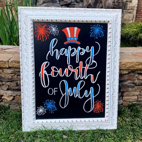 4th Of July Dry Erase Board Ideas, 4th Of July Signs Chalkboard Art, Fourth Of July Board Ideas, Happy Summer Chalkboard Art, Fourth Of July Chalk Art, Canada Day Chalkboard Art, Summertime Chalkboard Art, 4th Of July Sidewalk Chalk Art, Happy 4th Of July Chalkboard Art