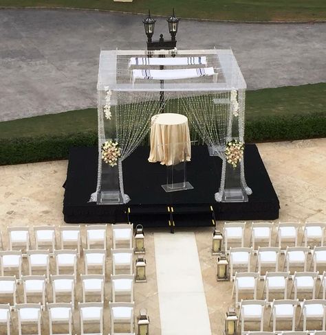 Acrylic Chuppah. Ceremony. Acrylic Chuppah, Blue Silver Weddings, Jewish Weddings, Weddings Idea, Mandap Decor, Church Ceremony, Ceremony Ideas, Acrylic Decor, Outdoor Wedding Decorations