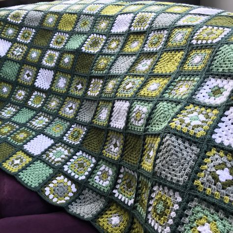 Green Granny Square Blanket, Crochet Blanket Green, Green Crochet Blanket, Green Granny Square, Green Afghan, Wool Bed, Sensory Blanket, Green Palette, Crochet Granny Square Blanket