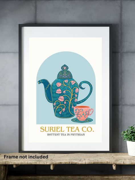 Acotar: Suriel Tea Co. Digital Poster | Aesthetic minimalist wall art print | book poster | Instant download-book art, sarah j maas by SpookyYetiArt on Etsy Acotar Art Print, Acotar Suriel, Yeti Art, Suriel Tea, Mushroom Paint, Book Poster, Poster Aesthetic, Book Room, Aesthetic Minimalist