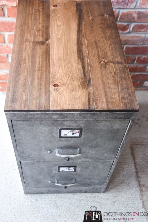 Faux zinc filing cabinet, faux zinc, filing cabinet makeover, painted filing cabinet Refinishing Metal File Cabinets, Industrial File Cabinet, Farmhouse File Cabinet, Refinished Filing Cabinet, Filing Cabinet Makeover Diy, Filing Furniture, Metal Filing Cabinet Makeover, Farmhouse Filing Cabinet, Storage Cabinet Makeover