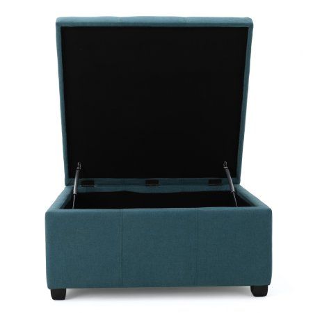 Noble House Lomita Dark Teal Fabric Storage Ottoman, Blue Ottoman Dark, Blue Storage Ottoman, Green Ottoman, Storage Ottoman Coffee Table, 2 Ottomans, Ottoman Fabric, Square Storage Ottoman, Fabric Storage Ottoman, Tufted Storage Ottoman