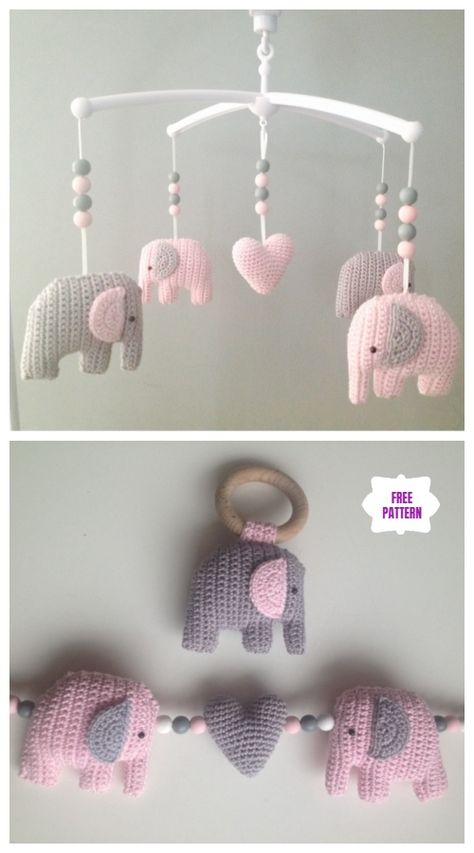 Crochet Sweet Little Elephant Mobile Amigurumi Free Patterns -Video Crochet Elephant Mobile Free Pattern, Elephant Rattle Crochet Free Pattern, Amigurumi Mobile Free Pattern, Crochet Elephant Mobile, Crochet Mobile Free Pattern, Crochet Baby Mobile Free Pattern, Elephant Crochet Pattern Free, Elephant Amigurumi Free Pattern, Crochet Baby Elephant