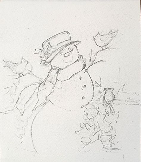 Merry Christmas Sketch, Art Sketches Christmas, Christmas Pencil Sketches, Snowy Drawing, Winter Drawing Ideas Sketch, Christmas Card Sketches, Christmas Sketches Pencil, Christmas Simple Drawings, Christmas Sketches Easy