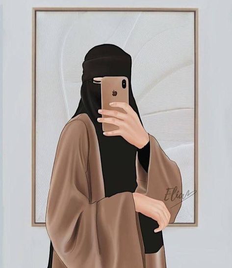 Niqab Illustration, Hijabi Cartoon, Hijab Black, Hijab Dp, Niqab Fashion, Islamic Cartoon, Anime Muslim, Hijab Cartoon, Islamic Girl