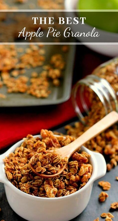 Apple Pie Granola Apple Pie Granola, Granola Easy, Apple Snacks, Granola Breakfast, Fall Snacks, Granola Recipe, Fall Breakfast, Emergency Food, Fall Spices