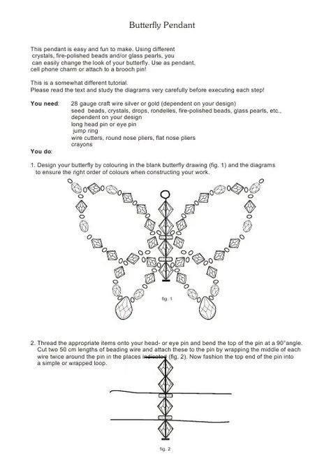 Butterfly Pendant for blog.pdf - Google Drive Beaded Butterfly Tutorial, Beaded Butterfly Patterns, Braiding Crafts, Beaded Butterflies, Sellable Crafts, Bead Butterfly, Chinese Knots, Diy Necklace Patterns, Beaded Necklace Tutorial