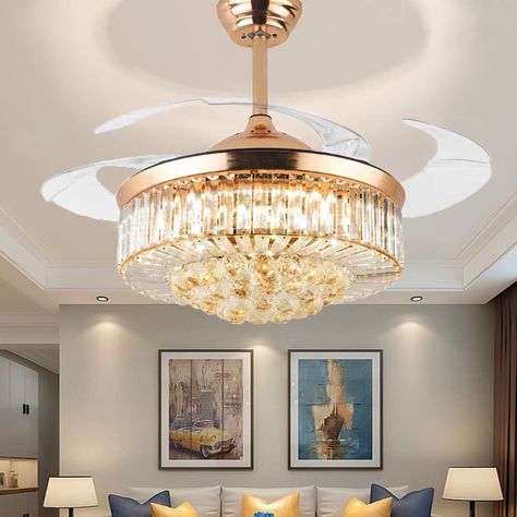 Ceiling Fan For Living Room, Fan For Living Room, Chandelier With Fan, Recess Lights, Fandelier Ceiling Fan, Chandelier Ceiling Fan, Crystal Ceiling Fan, Chandelier Fan, Glass Lamp Shade