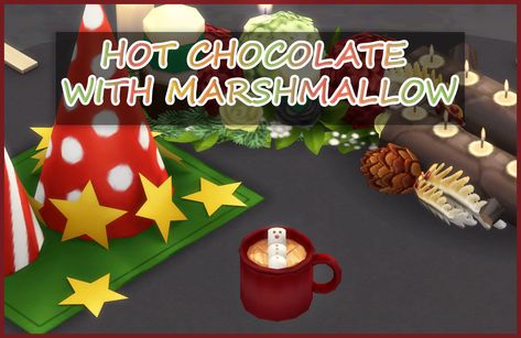 Marshmallow Drink, Marshmallow Chocolate, Marshmallow Snowman, Sims 4 Kitchen, Maxis Match Cc, Sims 4 Studio, Chocolate Drink, Hot Chocolate Marshmallows, Alcoholic Drink