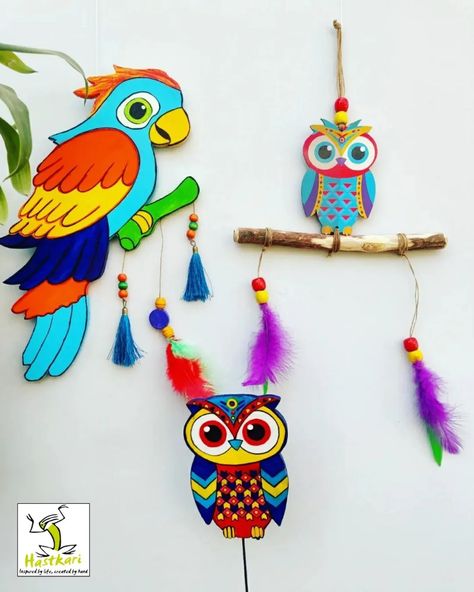 Craft Work With Waste Material, Newspaper Crafts Diy, Diy Wall Art Decor, Cute Picture, Hand Crafts For Kids, Art Decor Diy, Animal Crafts For Kids, Wall Hanging Crafts, Bird Crafts