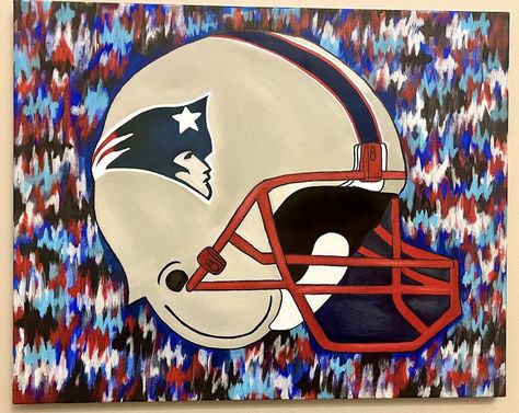 #football #patriots #patriotspainting #patriotsart #art #acrylicpainting #mixedmedia #footballpainting #artist Football Jersey Painting Canvas, Football Painting Canvases, Football Canvas Painting, Patriots Iphone Wallpaper, Patriots Painting On Canvas, Canvas Painting Patterns, Football Patriots, Football Paintings, Painting Patterns