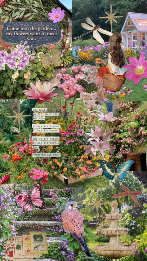 Fairy Garden Aesthetic Soft, Garden Fairy Aesthetic, Fairy Garden Aesthetic, Girly Books, Fairy Collage, Fae Garden, Fairies Aesthetic, Gardening Wallpaper, Secret Garden Theme