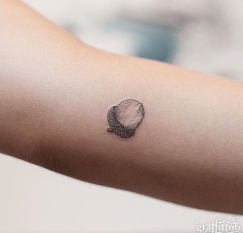 Oak Acorn Tattoo, Tiny Acorn Tattoo, Acorn Tattoo Small Simple, Oak Leaf And Acorn Tattoo, Hazelnut Tattoo, Oak Leaf Tattoo, Oak Tattoo, Oak Leaf Tattoos, Acorn Tattoo